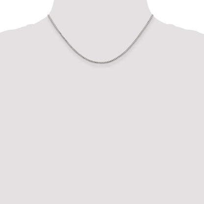 Sterling Silver Rhodium-Plated 1.7mm 8 Sided D/C Mirror Box Chain Necklace
