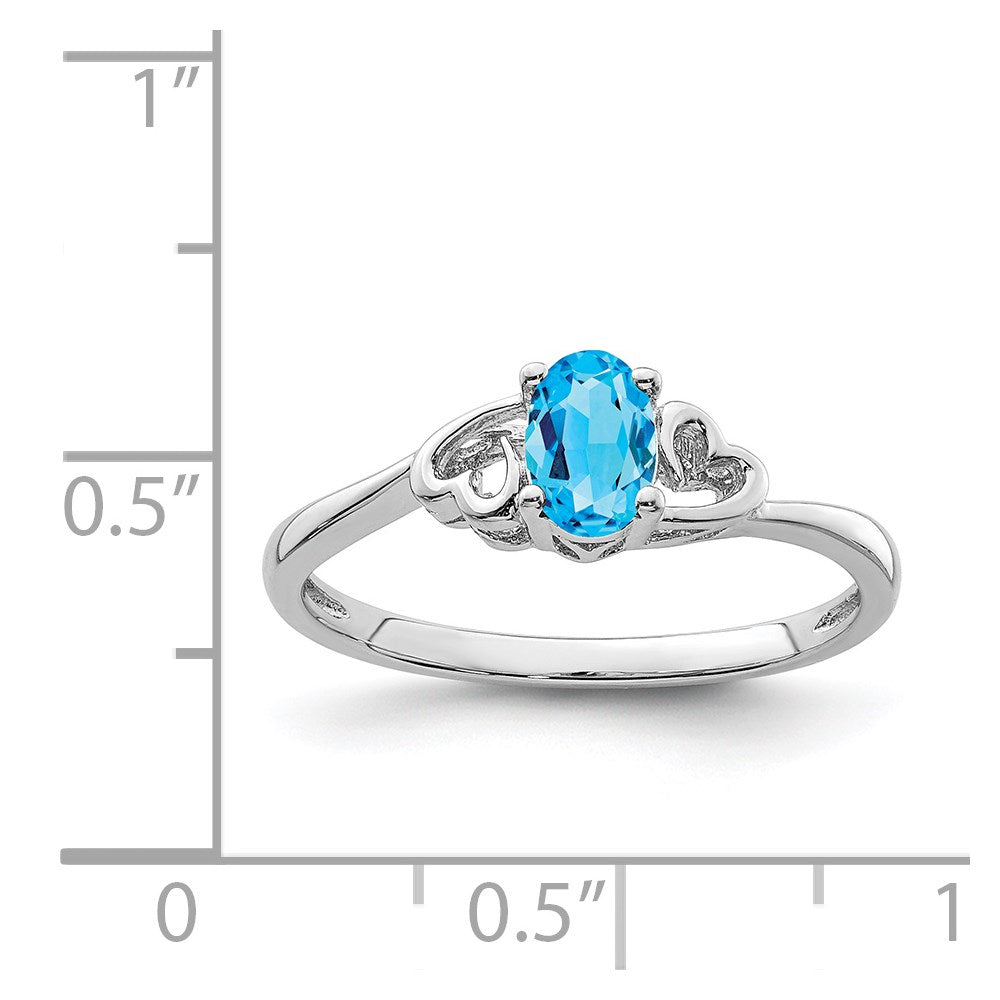 Sterling Silver Rhodium-Plated Light Swiss Blue Topaz Ring