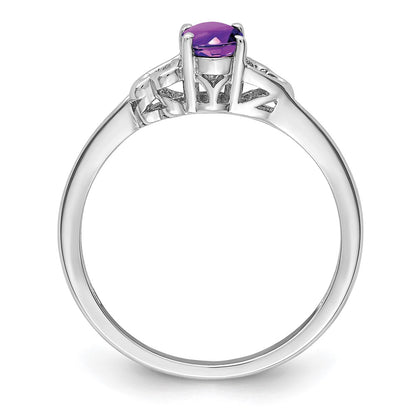 Sterling Silver Rhodium-Plated Amethyst Ring