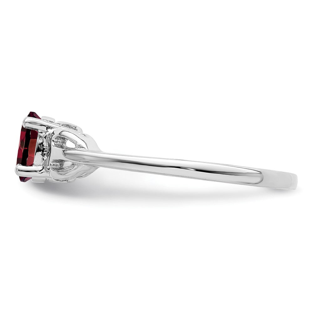 Sterling Silver Rhodium-Plated Garnet Ring