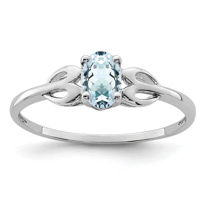 Sterling Silver Rhodium-Plated Aquamarine Ring