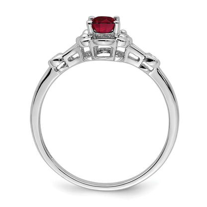 Sterling Silver Rhodium-Plated Created Ruby & Diam. Ring