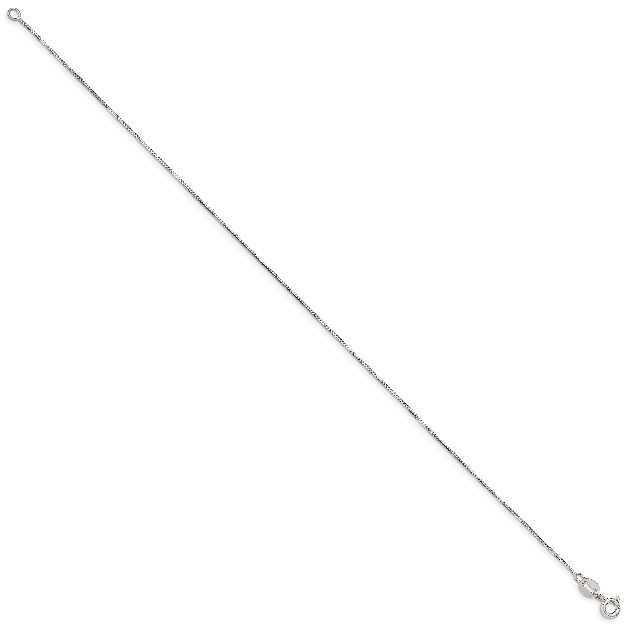 10 Inch Sterling Silver .6mm Box Chain Anklet