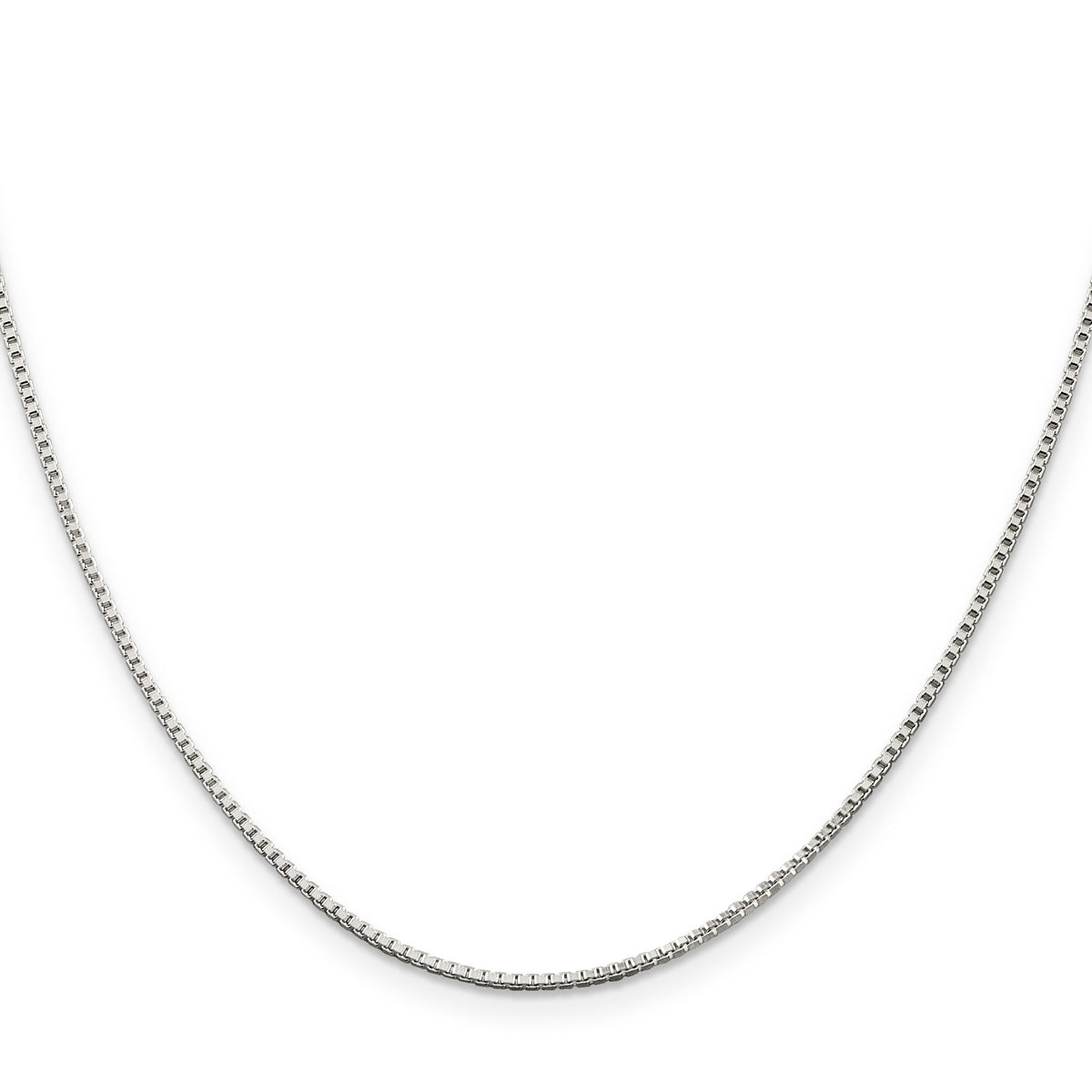 22 Inch Sterling Silver Rhodium-Plated 1.25mm Box Chain Necklace ...