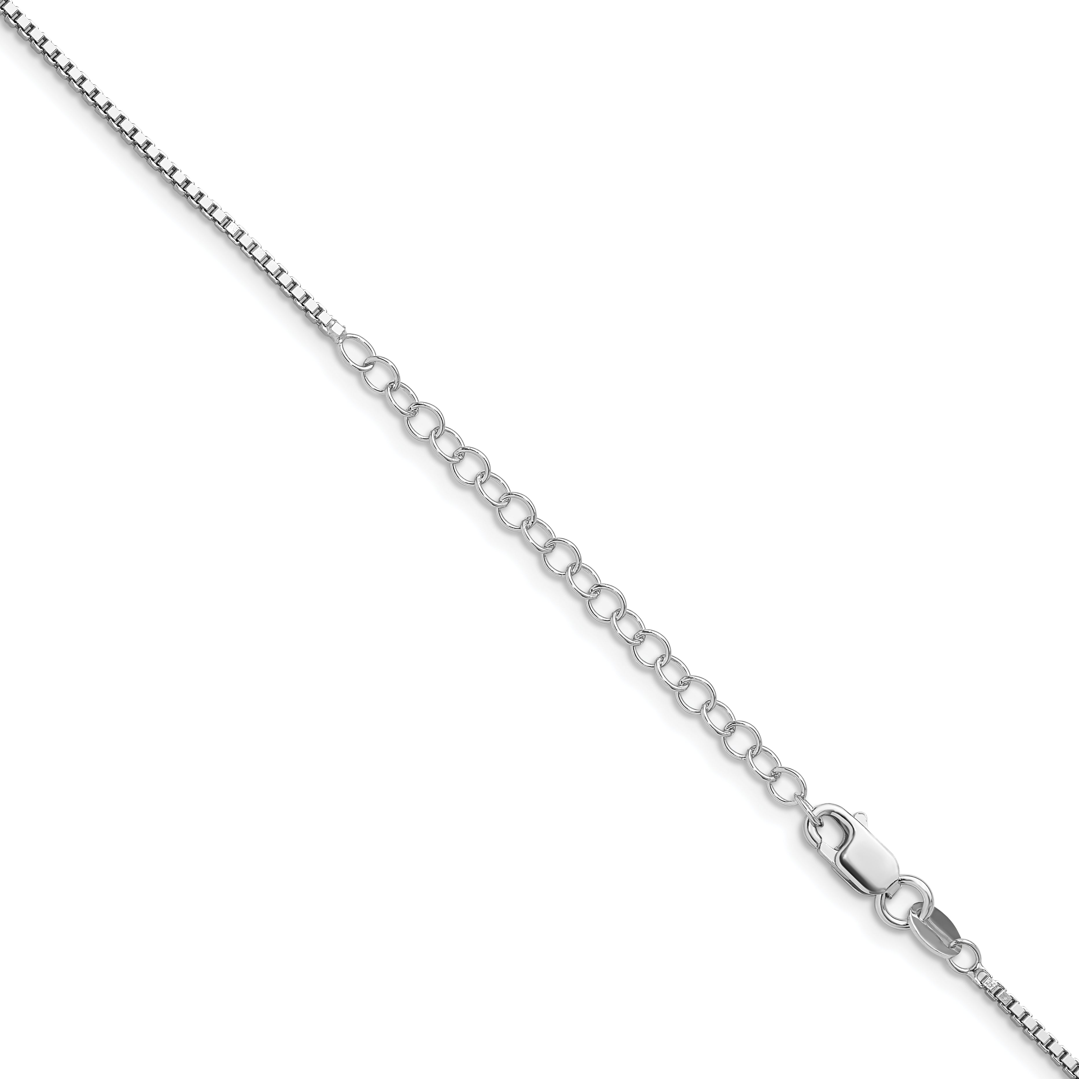 Sterling Silver Rhodium-Plated 1.4mm Box Chain W/2In Ext. Necklace