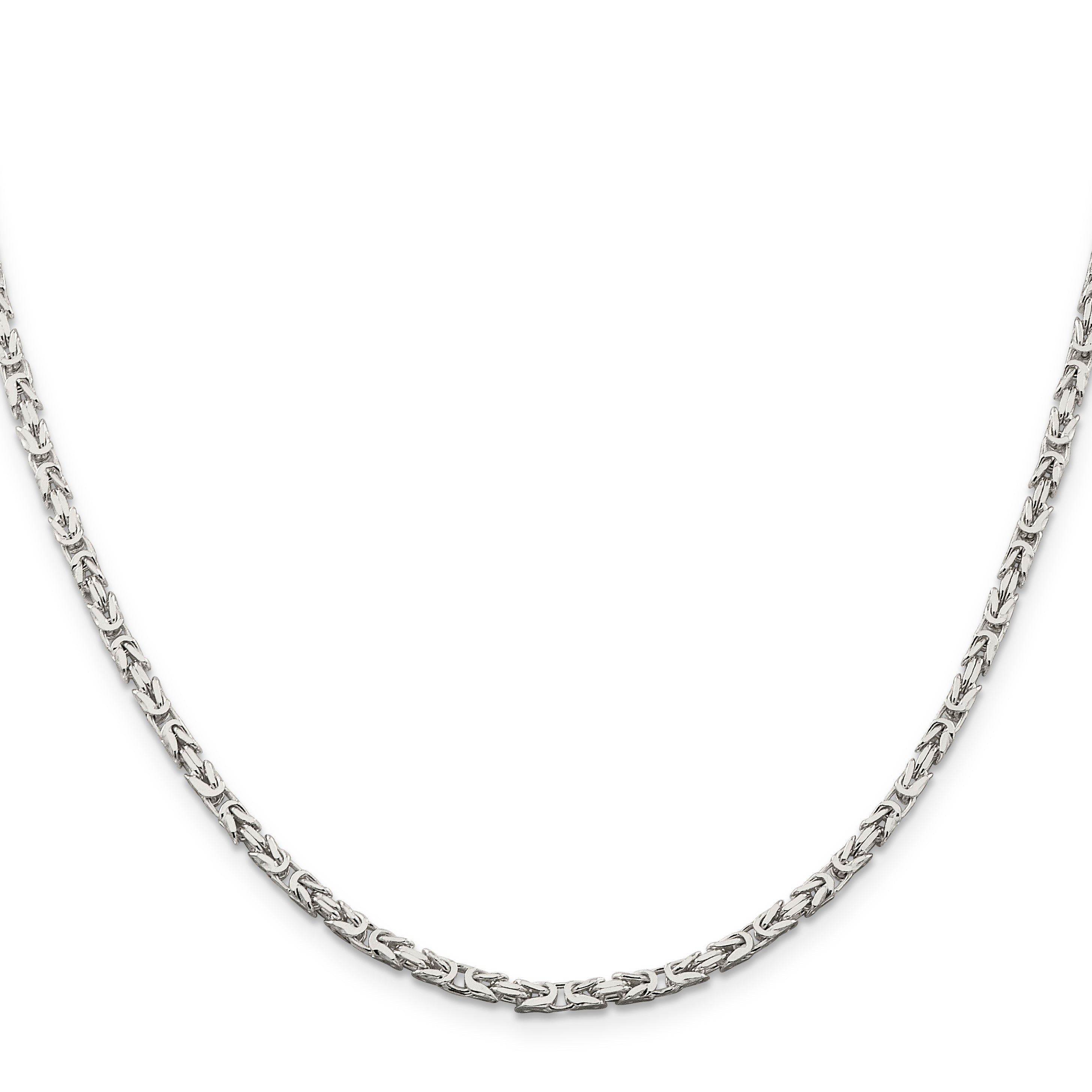 28 Inch Sterling Silver 2.5mm Byzantine Chain Necklace
