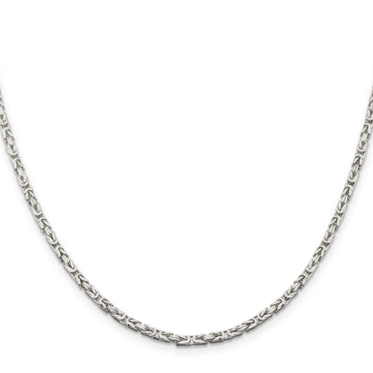 28 Inch Sterling Silver 2.5mm Byzantine Chain Necklace