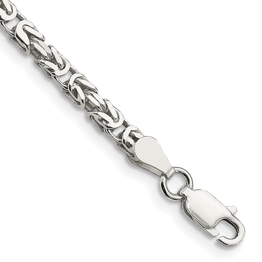8 Inch Sterling Silver 2.5mm Byzantine Chain Bracelet