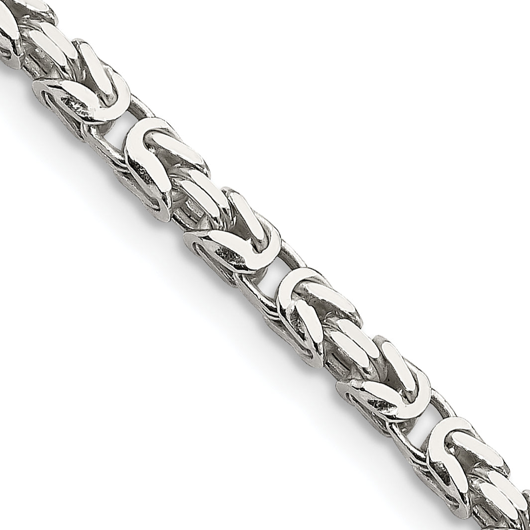 28 Inch Sterling Silver 2.5mm Byzantine Chain Necklace