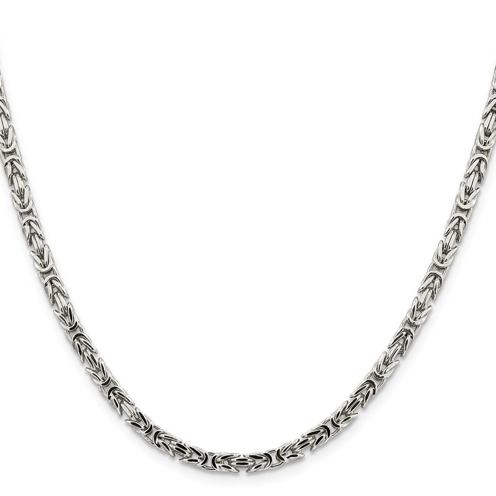30 Inch Sterling Silver 3.25mm Byzantine Chain Necklace
