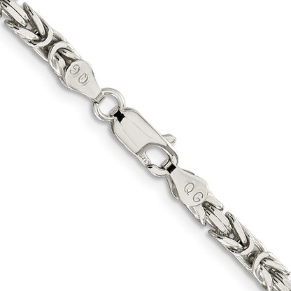 28 Inch Sterling Silver 3.25mm Byzantine Chain Necklace