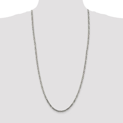 30 Inch Sterling Silver 3.25mm Byzantine Chain Necklace