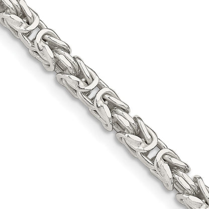28 Inch Sterling Silver 3.25mm Byzantine Chain Necklace