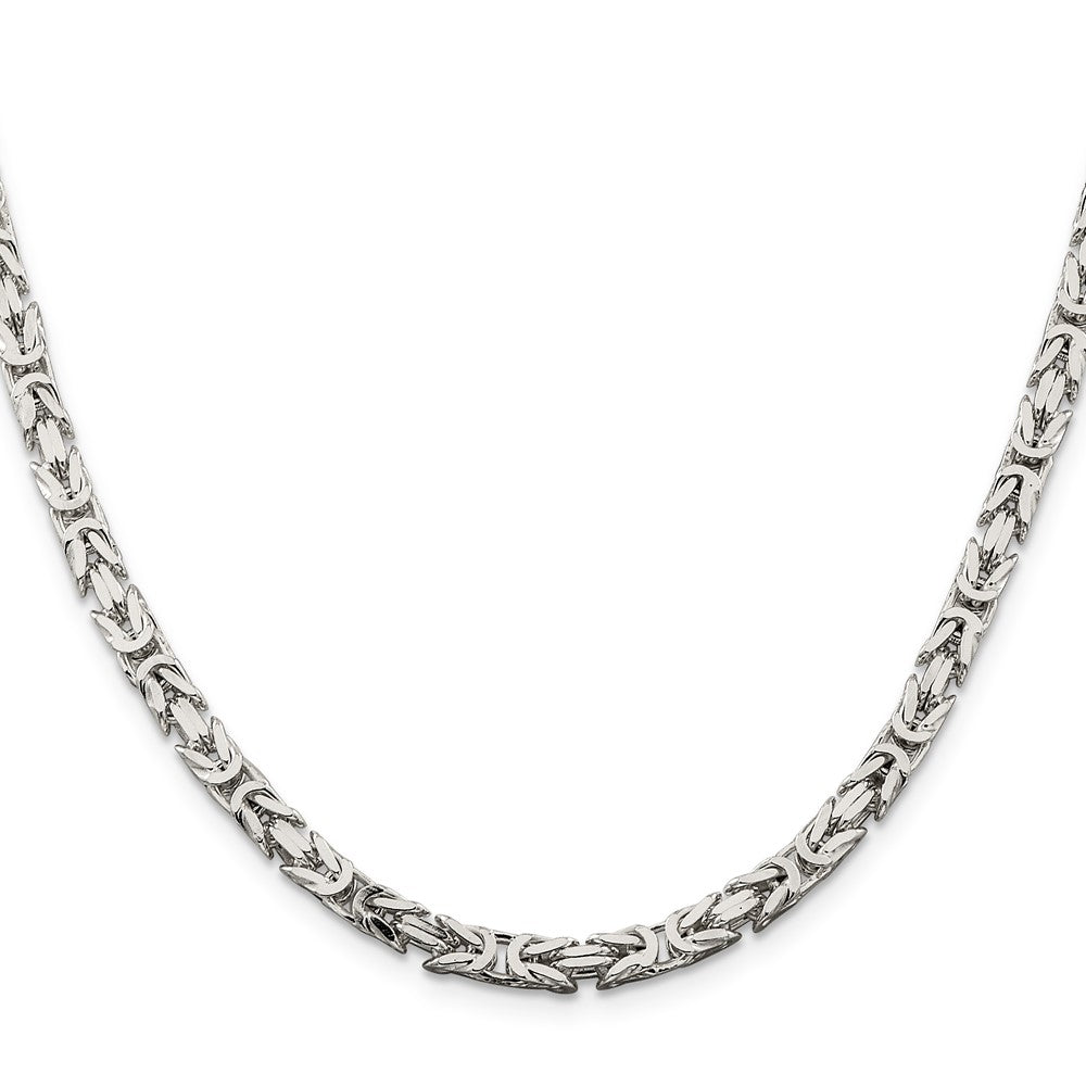 26 Inch Sterling Silver 4.25mm Byzantine Chain Necklace