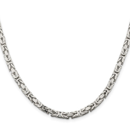 18 Inch Sterling Silver 4.25mm Byzantine Chain Necklace