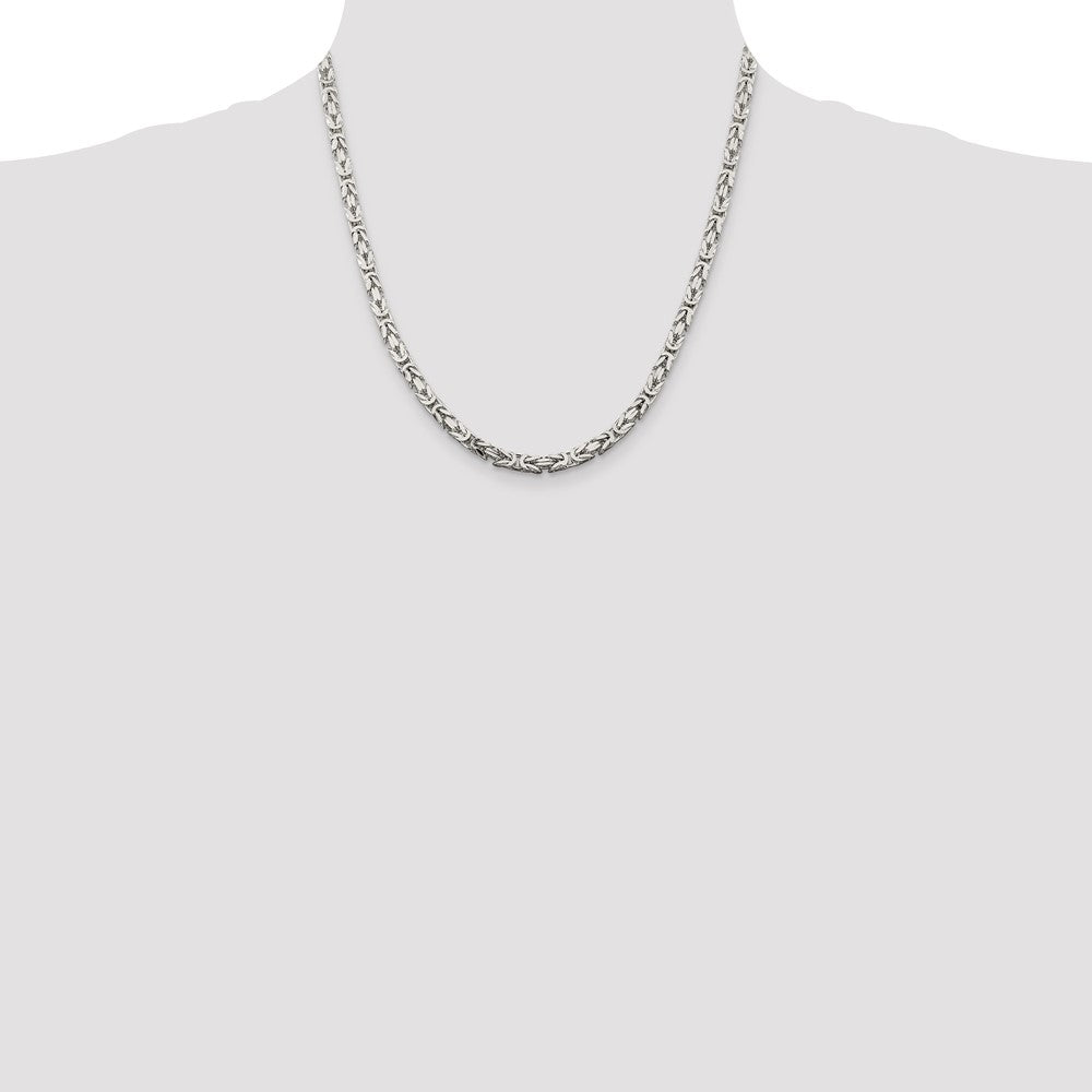 20 Inch Sterling Silver 4.25mm Byzantine Chain Necklace