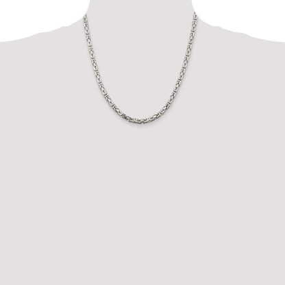 20 Inch Sterling Silver 4.25mm Byzantine Chain Necklace