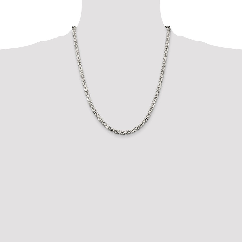 22 Inch Sterling Silver 4.25mm Byzantine Chain Necklace