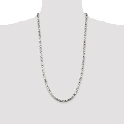 28 Inch Sterling Silver 4.25mm Byzantine Chain Necklace
