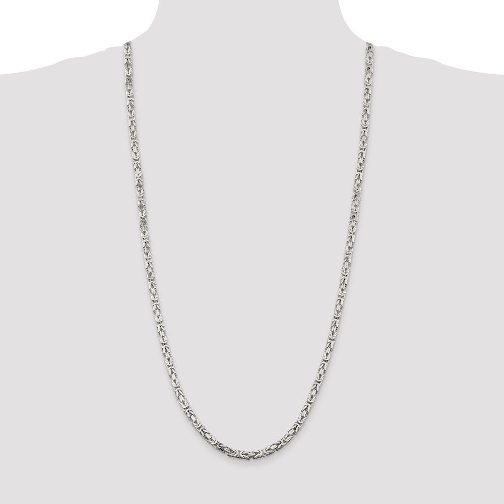 30 Inch Sterling Silver 4.25mm Byzantine Chain Necklace