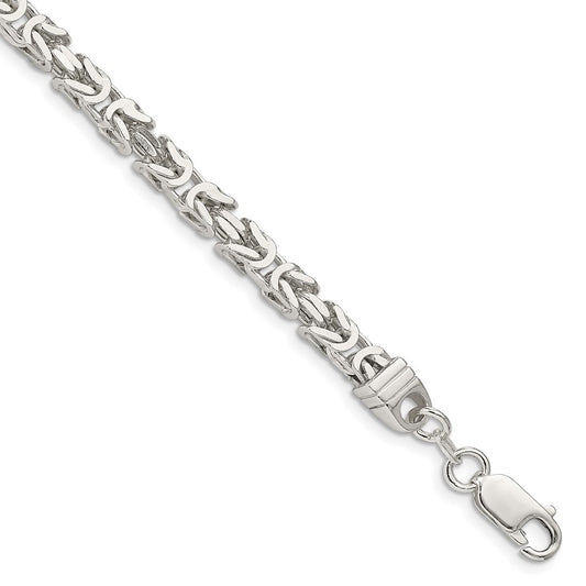 8 Inch Sterling Silver 4.25mm Byzantine Chain Bracelet
