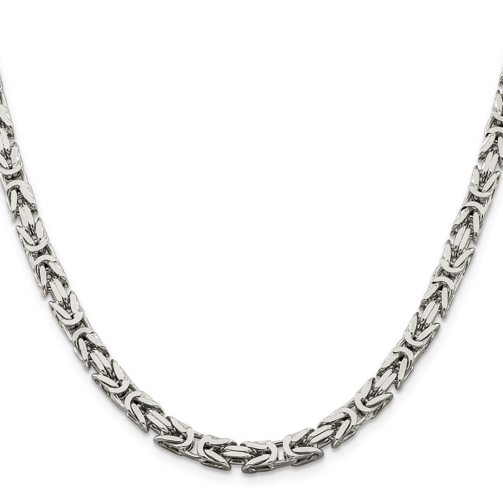 24 Inch Sterling Silver 5mm Byzantine Chain Necklace