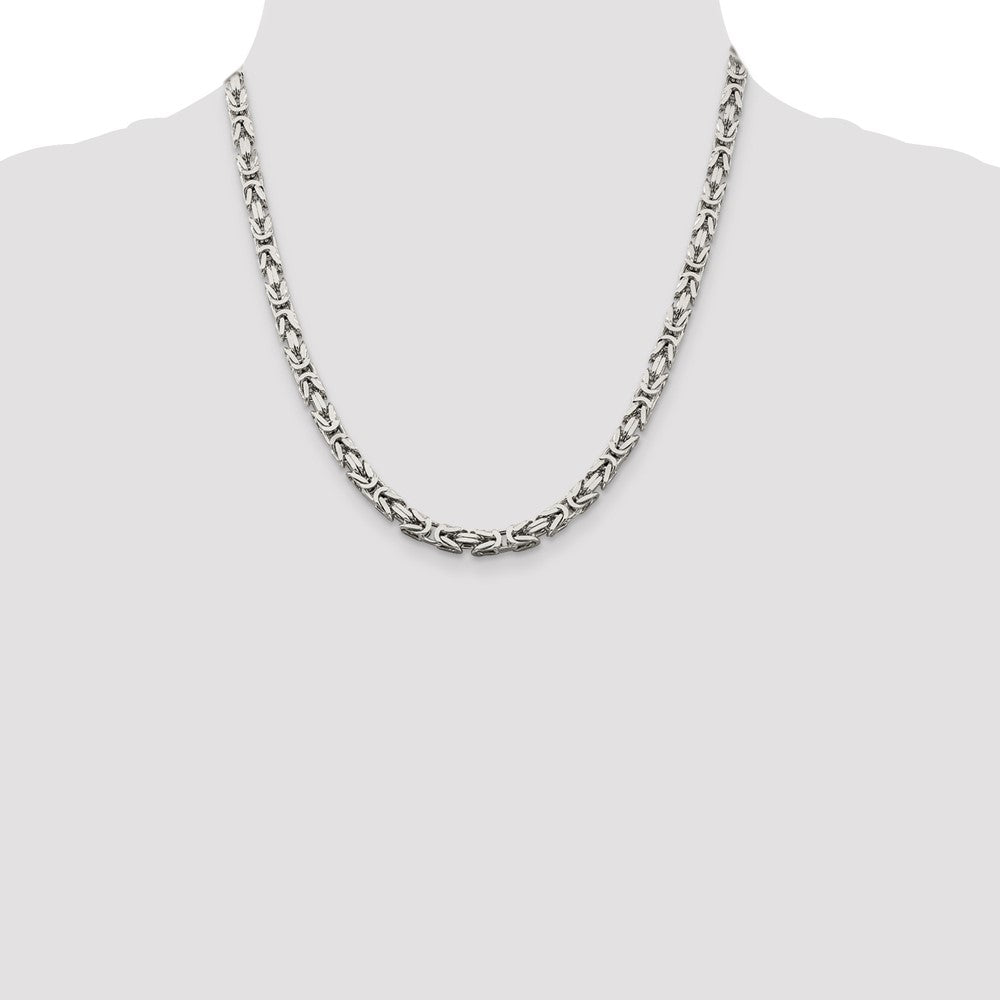 20 Inch Sterling Silver 5mm Byzantine Chain Necklace