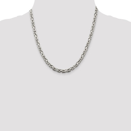 20 Inch Sterling Silver 5mm Byzantine Chain Necklace