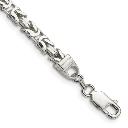 9 Inch Sterling Silver 5mm Byzantine Chain Bracelet
