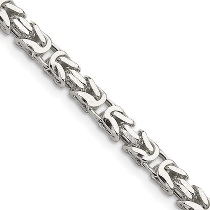 22 Inch Sterling Silver 5mm Byzantine Chain Necklace