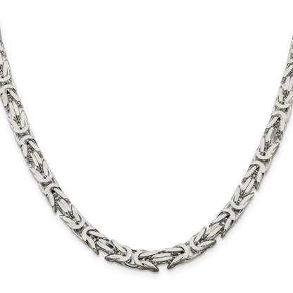 24 Inch Sterling Silver 6mm Byzantine Chain Necklace