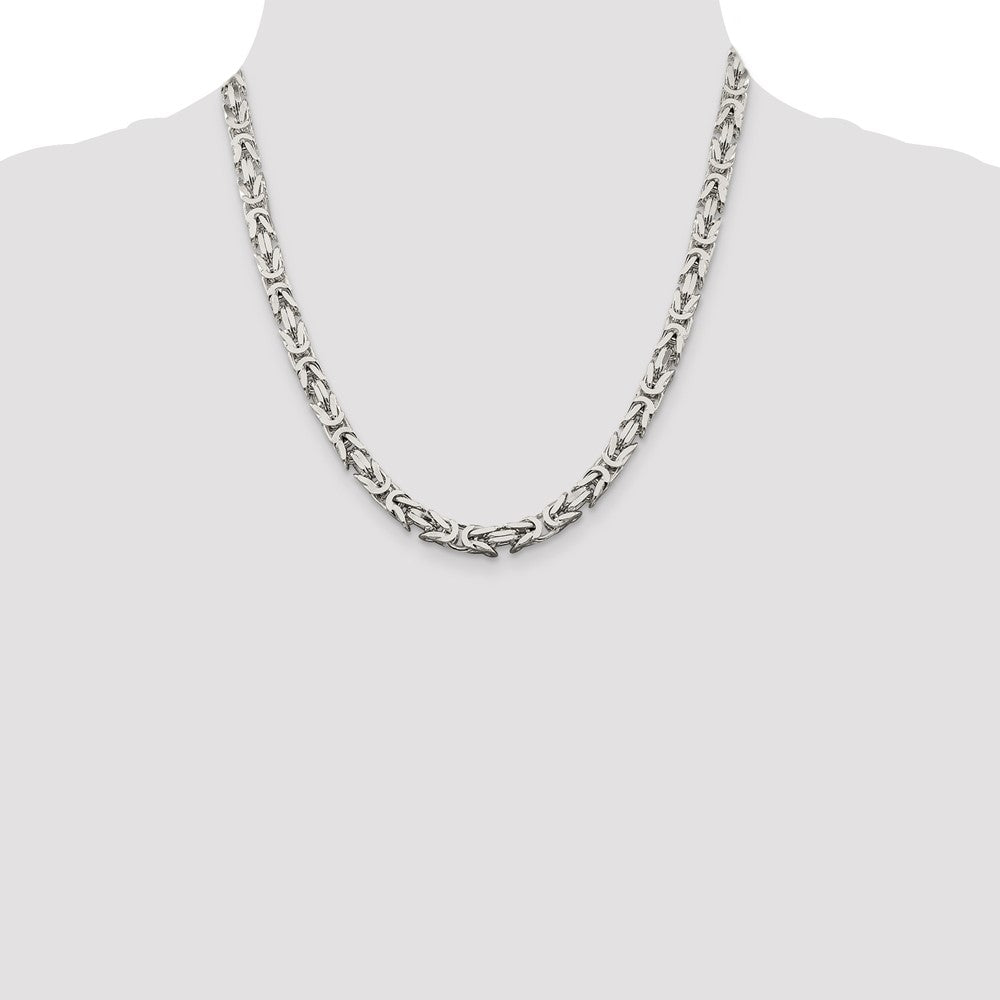 20 Inch Sterling Silver 6mm Byzantine Chain Necklace
