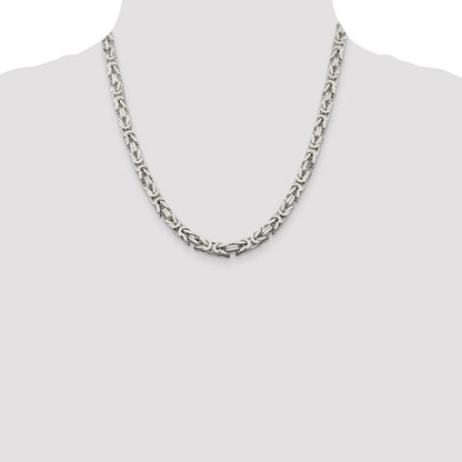 20 Inch Sterling Silver 6mm Byzantine Chain Necklace