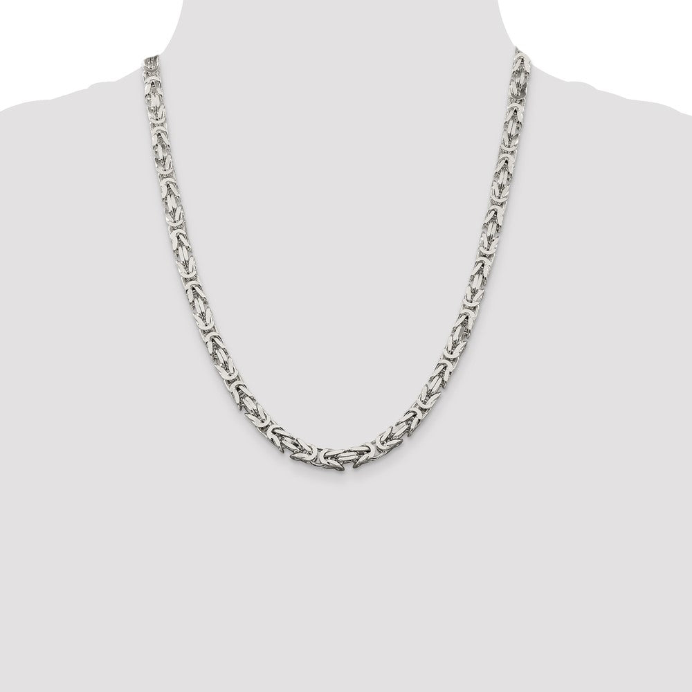 24 Inch Sterling Silver 6mm Byzantine Chain Necklace