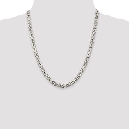 24 Inch Sterling Silver 6mm Byzantine Chain Necklace