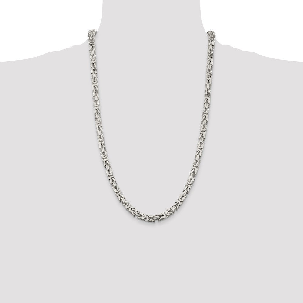 26 Inch Sterling Silver 6mm Byzantine Chain Necklace