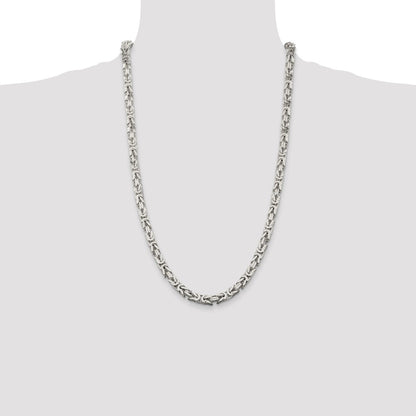 26 Inch Sterling Silver 6mm Byzantine Chain Necklace