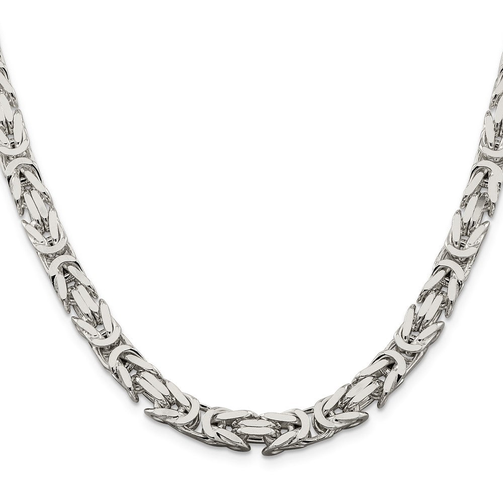 24 Inch Sterling Silver 7.5mm Byzantine Chain Necklace