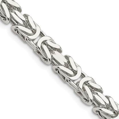 22 Inch Sterling Silver 7.5mm Byzantine Chain Necklace