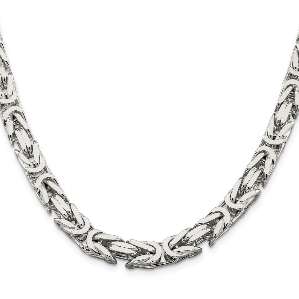 22 Inch Sterling Silver 8.25mm Byzantine Chain Necklace