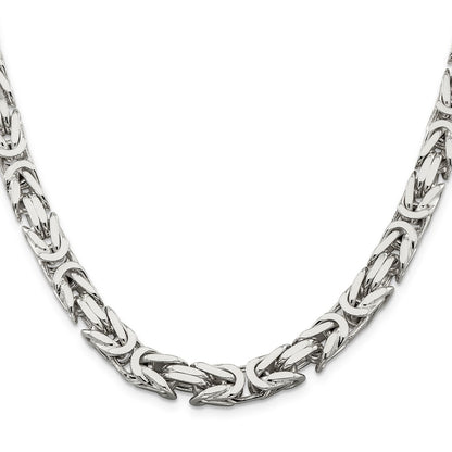 22 Inch Sterling Silver 8.25mm Byzantine Chain Necklace