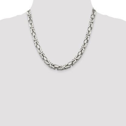 20 Inch Sterling Silver 8.25mm Byzantine Chain Necklace