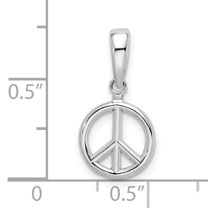 Sterling Silver De-Ani Rhodium-Plated Polished Peace Symbol Pendant