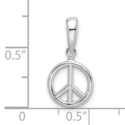 Sterling Silver De-Ani Rhodium-Plated Polished Peace Symbol Pendant