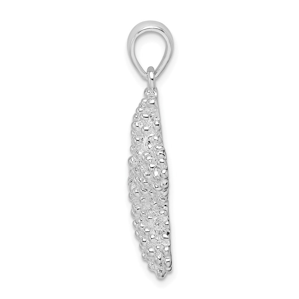 Sterling Silver De-Ani Rhodium-Plated Polished And Textured Starfish Pendant