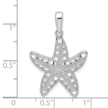 Sterling Silver De-Ani Rhodium-Plated Polished Cut-Out Starfish Pendant
