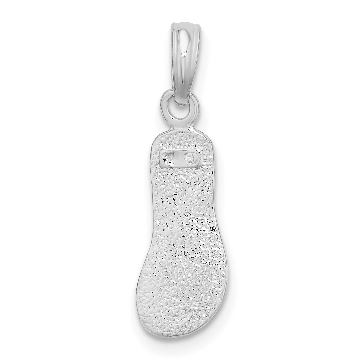 Sterling Silver De-Ani Rhodium-Plated Polished And Textured Flip Flop Pendant