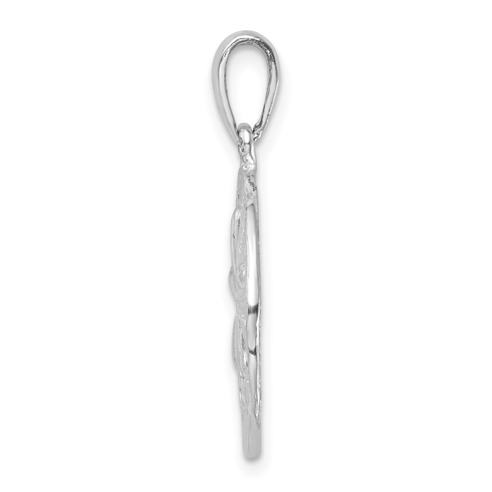 Sterling Silver De-Ani Rhodium-Plated Polished And Textured Sand Dollar Pendant