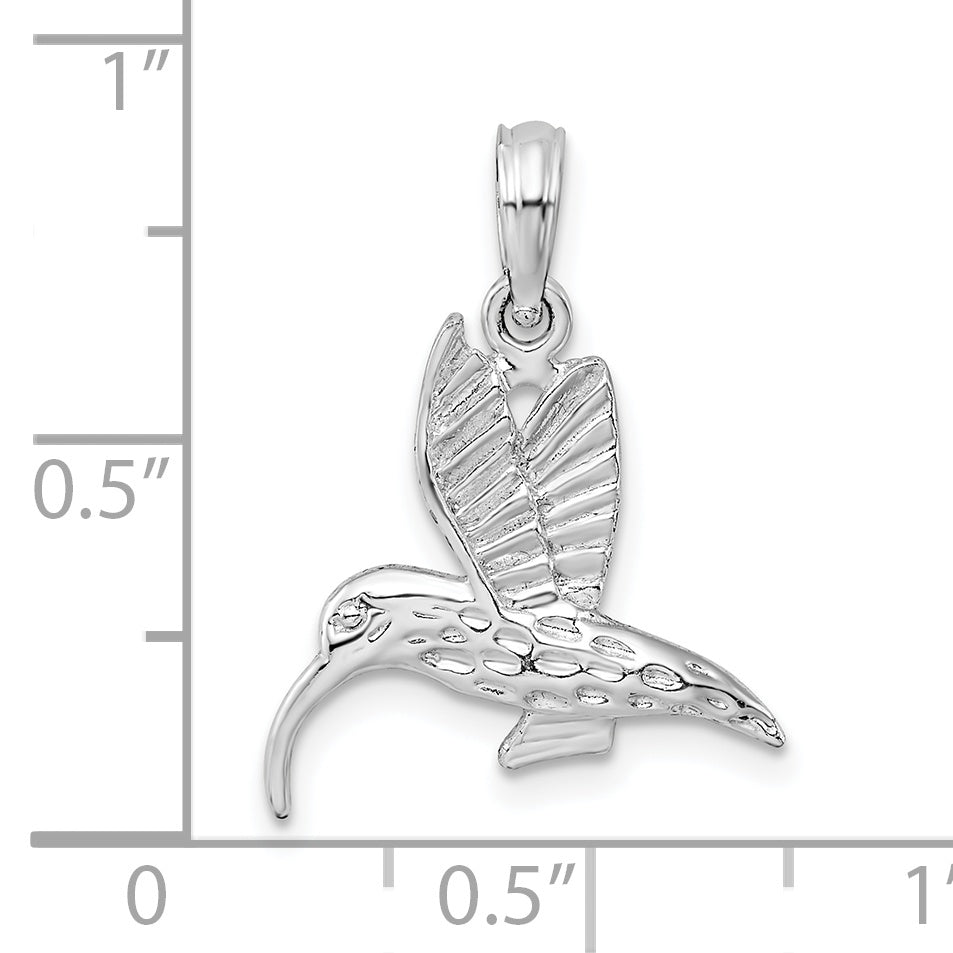 Sterling Silver De-Ani Rhodium-Plated Polished Hummingbird Pendant