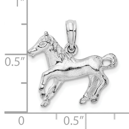 Sterling Silver De-Ani Rhodium-Plated Polished Galloping Horse Pendant